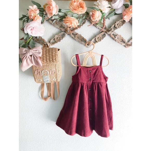 Autumn Sweetness Cranberry Corduroy Fit + Flare Button Front Dress 3T/4T - Picture 1 of 3